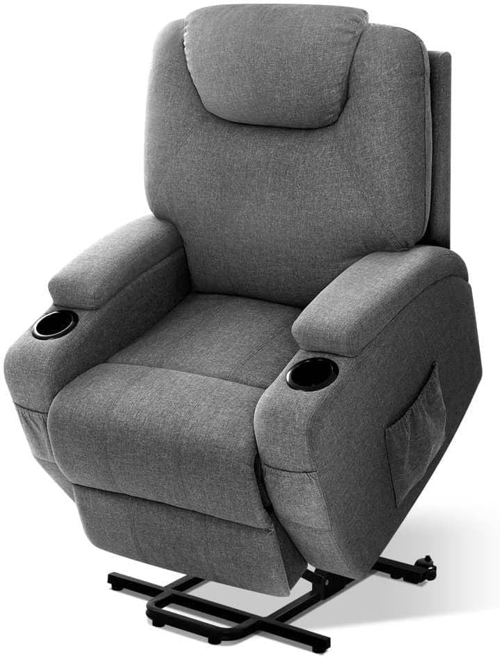 Artiss Massage Chair Grey Fabric Recliner Lounge Sofa Armchair